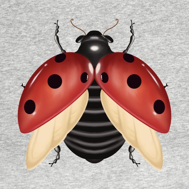 Red ladybug digital drawing by Introvert Home 